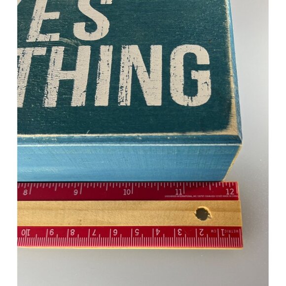 Rustic Water Blue Wooden Block Sign Starfish Cutout "The Ocean Fixes Everything" - Picture 8 of 8